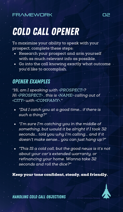Sales Flight-Deck 01: "Handling Cold Call Objections" by Ryan Peterson